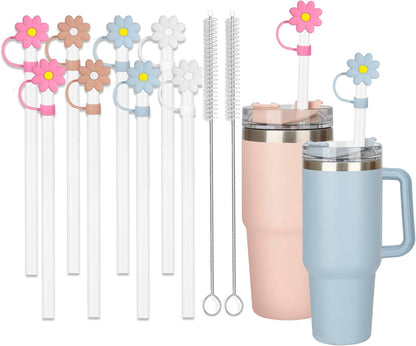 6 Straws with Cover Cap for Stanley 40oz Tumbler Replacement, Reusable Straw with Stopper Tips, Perfect for Stanley Cup with Handle H2.0, 14, 20, 30, 40oz Accessories