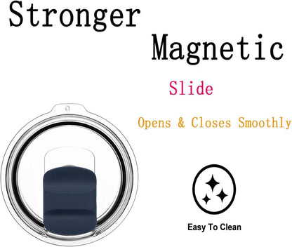 30 oz Tumbler Lids for Yeti, 2 Pcs Replacement Magnetic Spill-Resistant Lids for Yeti 30 oz, 32 oz Tumbler, 14 oz Mug and 35oz Straw Mug with Magnetic Slider Switch, BPA Free