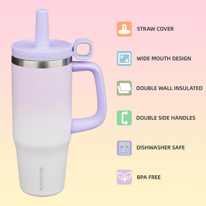 BJPKPK 50oz Insulated Tumbler with Handle Stainless Steel Travel Coffee Mug with Lid Reusable Large Water Bottle with Straw,Sky