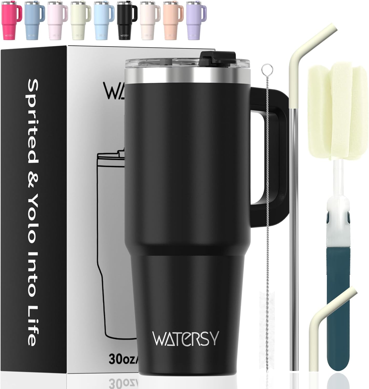40 oz Tumbler with Handle,Tumbler with Lid and Straw,Double Wall Insulated Cup Stainless Steel Travel Mug(Cold for 34 Hours),Water Bottle for Iced Tea,Coffee,Cold Beverages(Purple)