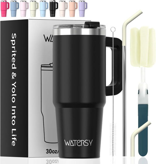 40 oz Tumbler with Handle,Tumbler with Lid and Straw,Double Wall Insulated Cup Stainless Steel Travel Mug(Cold for 34 Hours),Water Bottle for Iced Tea,Coffee,Cold Beverages(Purple)