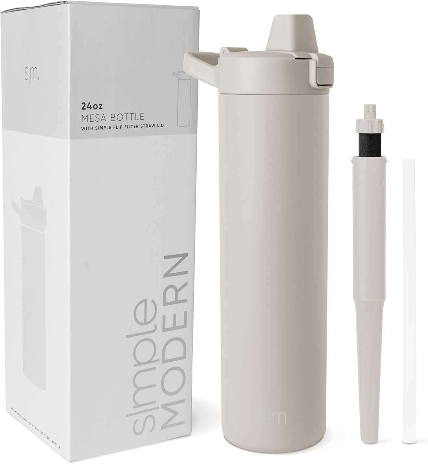 Simple Modern Filtered Water Bottle | Insulated Stainless-Steel Carbon Filter Travel Water Bottles | Reusable for Clean Drinking Water On The Go | 34oz, Sea Glass Sage