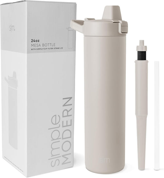 Simple Modern Filtered Water Bottle | Insulated Stainless-Steel Carbon Filter Travel Water Bottles | Reusable for Clean Drinking Water On The Go | 34oz, Sea Glass Sage