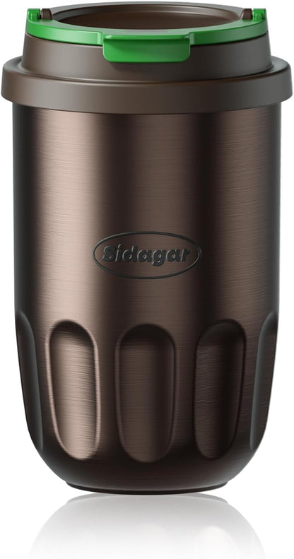 Travel Coffee Mug 10 oz Ceramic Lined Tumbler, Double Wall Stainless Steel Coffee Cup with Lid, Vacuum Spill Proof Mini Water Bottle, Insulated Thermal Mug for Home Office, Orange