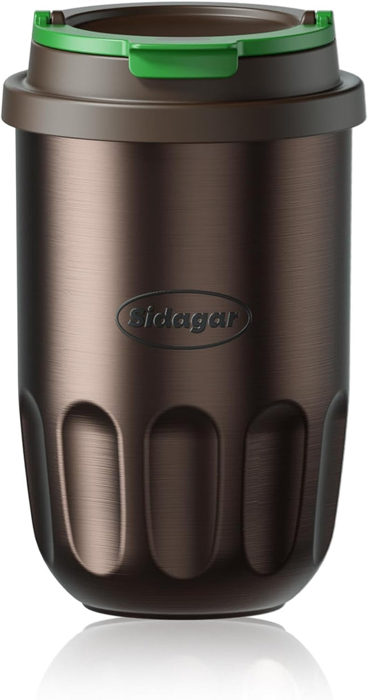 Travel Coffee Mug 10 oz Ceramic Lined Tumbler, Double Wall Stainless Steel Coffee Cup with Lid, Vacuum Spill Proof Mini Water Bottle, Insulated Thermal Mug for Home Office, Orange
