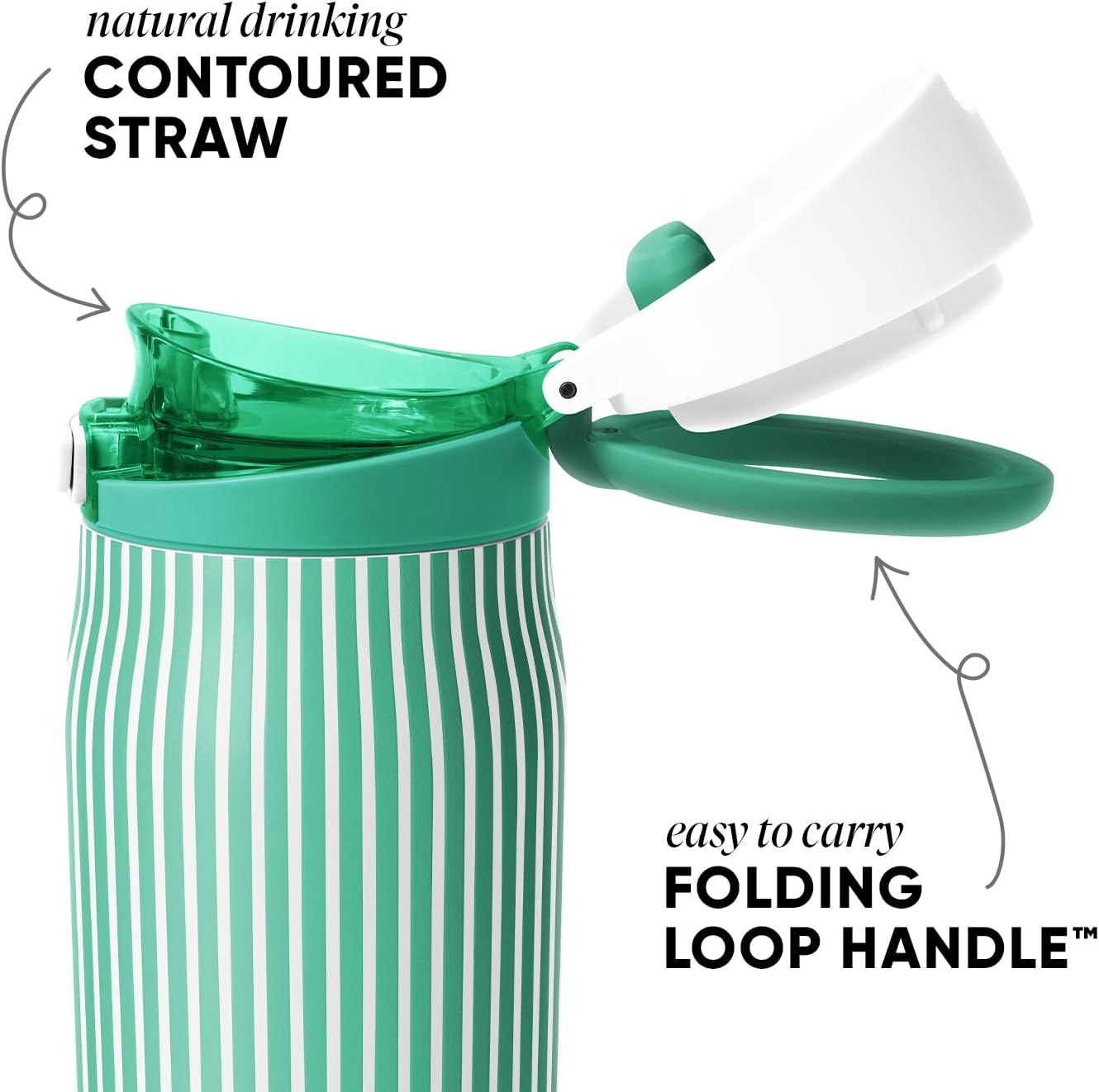 Simple Modern Mesa Loop Water Bottle with Covered Straw and Handle | 24oz Cup Holder Friendly Insulated Stainless Steel Bottles for Travel, Sports and School | Iris Sage - Colors A