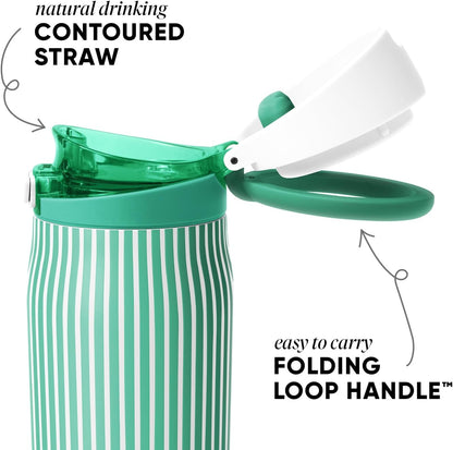 Simple Modern Mesa Loop Water Bottle with Covered Straw and Handle | 24oz Cup Holder Friendly Insulated Stainless Steel Bottles for Travel, Sports and School | Iris Sage - Colors A