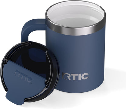 RTIC 12oz Essential Mug with Lid and Handle, Ceramic Lined, Insulated, Stainless Steel, Metal, Double Wall Vacuum-Insulation, Portable, Travel Cup for Hot and Cold Drink, Beach