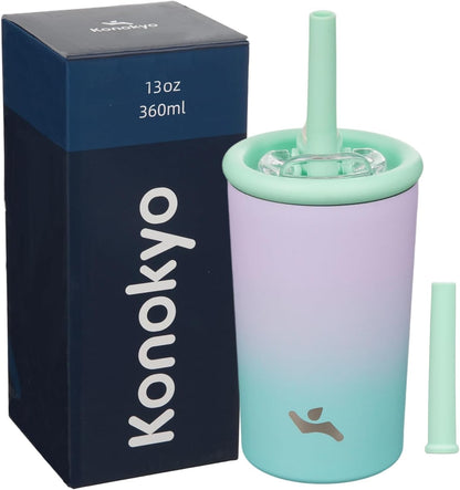 Konokyo 25oz Insulated Tumbler with Lid and Straw, Reusable Iced Coffee Cup with Lid, Travel Coffee Mug, BPA-Free, Leak-Proof and Durable, Oasis