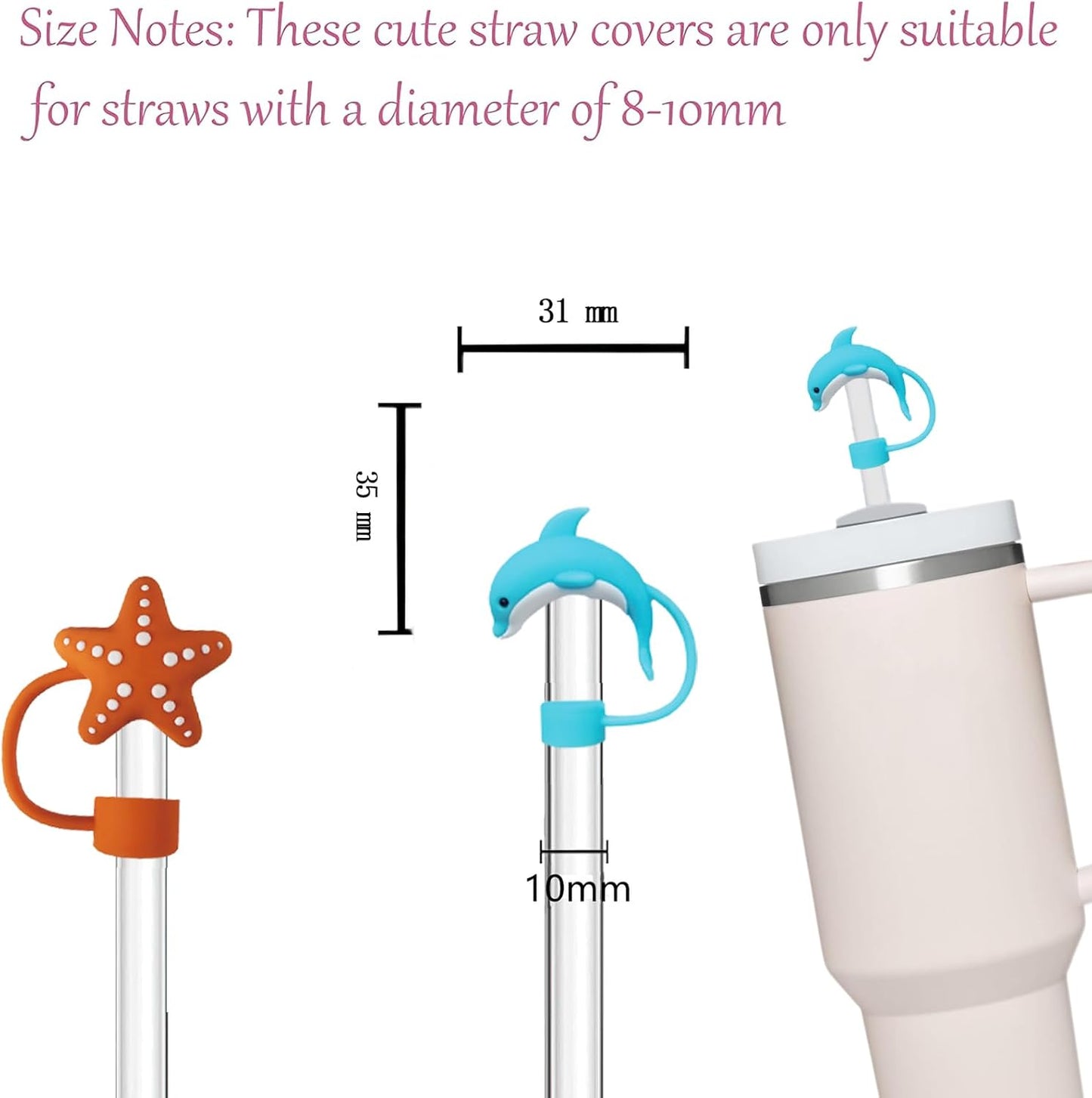 LDKEDKF 11Pcs Straw Cover for Stanley Cup, Silicone Straw Topper for Stanley Cup 30&40oz with Tumblers, 10mm 0.4in Lid Accessories (Reusable)