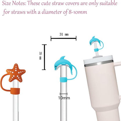 LDKEDKF 11Pcs Straw Cover for Stanley Cup, Silicone Straw Topper for Stanley Cup 30&40oz with Tumblers, 10mm 0.4in Lid Accessories (Reusable)