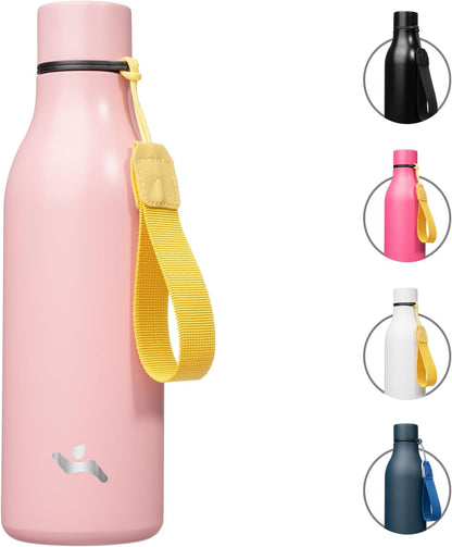Konokyo Insulated Water Bottle with Strap,18 oz Double Wall Stainless Steel Vacuum Bottles Metal Water Flask,Macaron Green - Colors B