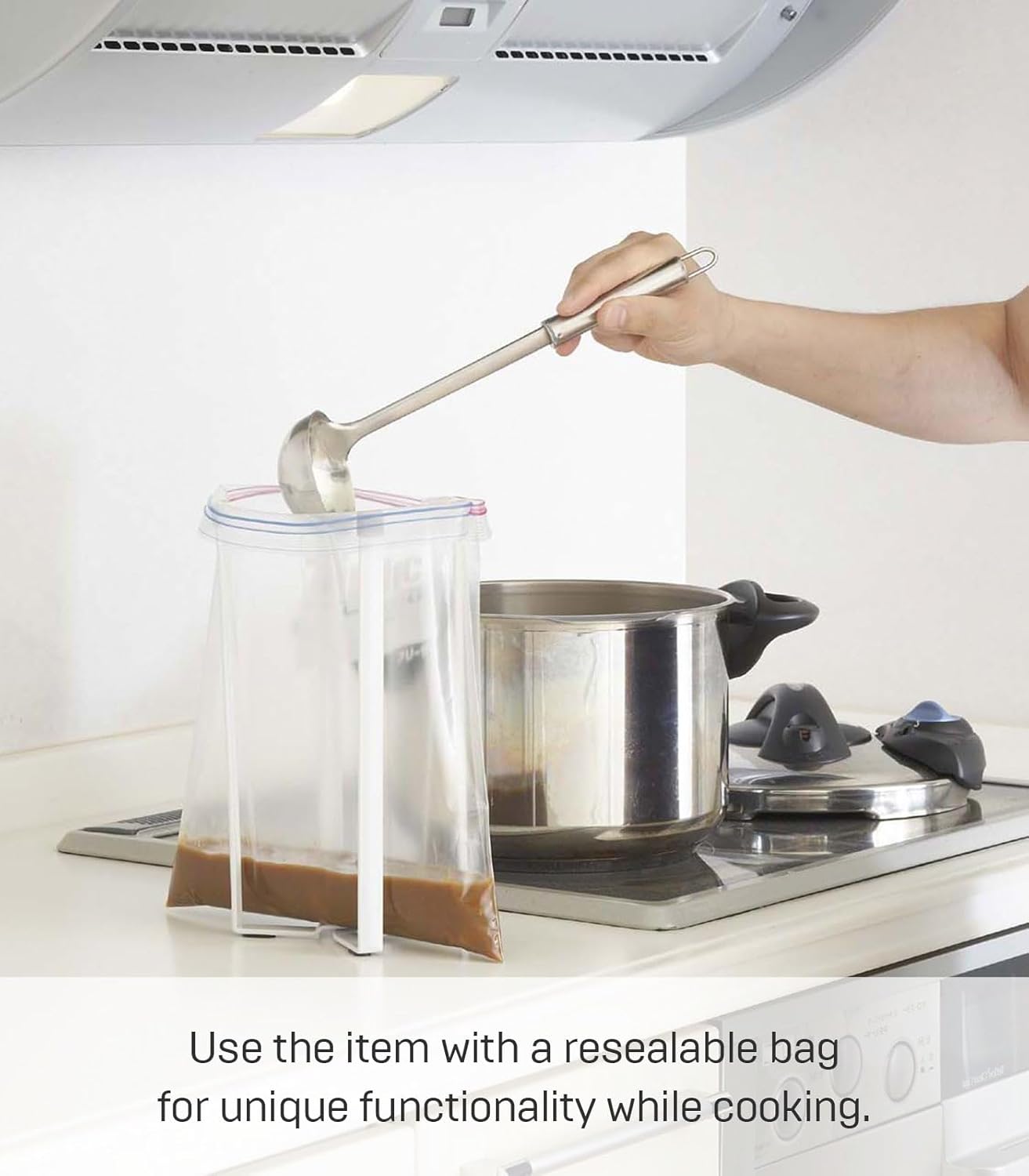 YAMAZAKI Home Tower Kitchen Multi Eco Stand - Multifunctional Plastic Bag Holder Bottle Dryer - Steel