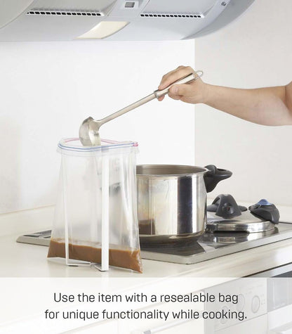 YAMAZAKI Home Tower Kitchen Multi Eco Stand - Multifunctional Plastic Bag Holder Bottle Dryer - Steel