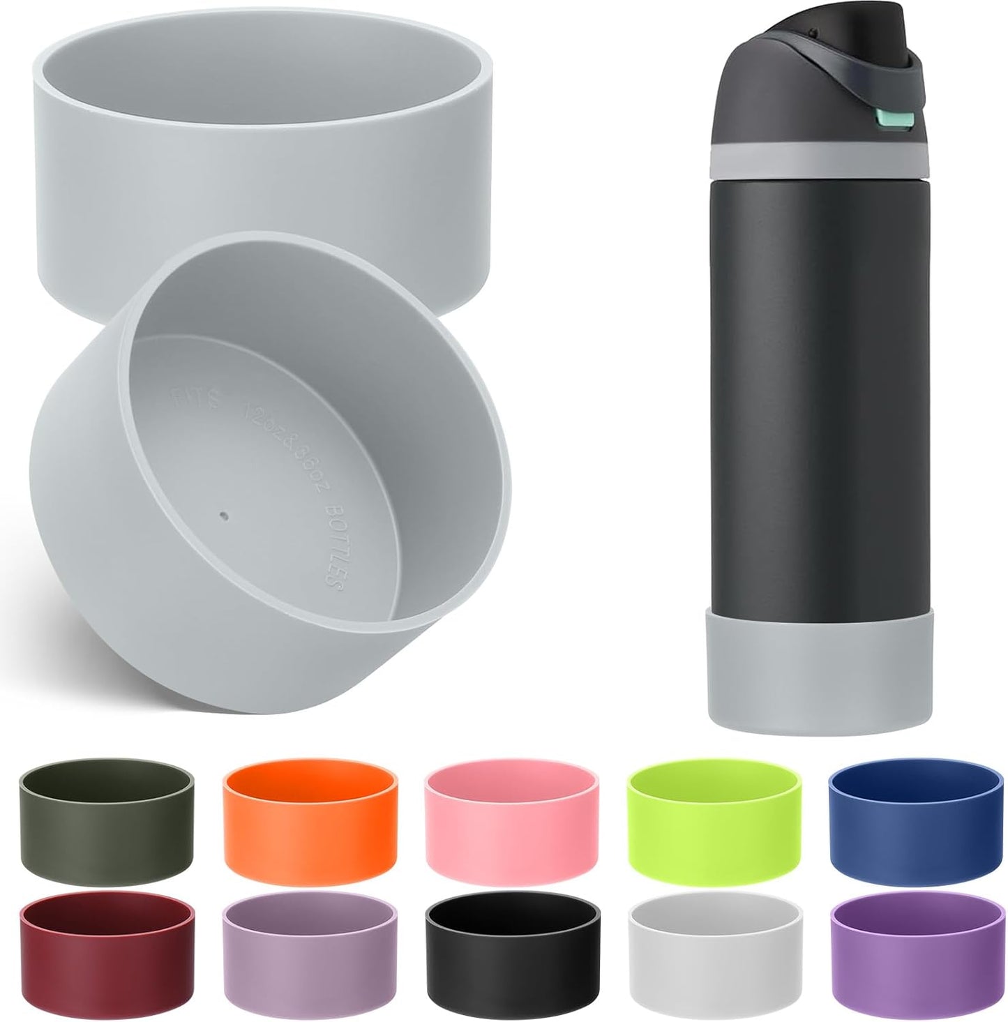 Mity rain 2PCS Silicone Boot for Owala Water Bottle 24 oz 32 oz, Anti-Slip Protective Sleeve Bottom Bumper Protector for FreeSip Stainless Steel Water Bottles Accessories