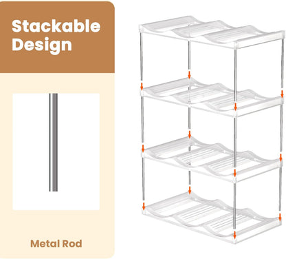 LAMU Stackable Water Bottle Holder Organzier for 40 oz Large Tumbler, 2 Tier Clear Tumbler Bottle Cup Rack for Kitchen Cabinet Organziers and Storage, Hold 6