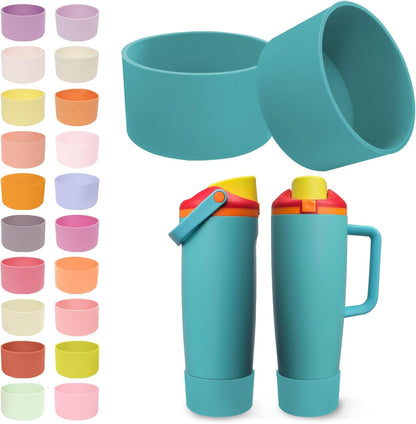 2PCS Silicone Boots for Owala 30oz & 40oz FreeSip Sway Bottles & Tumblers – Non-Slip, Scratch-Resistant, Stability Enhancer for Owala Accessories (Eucalyptus Green) - Colors B
