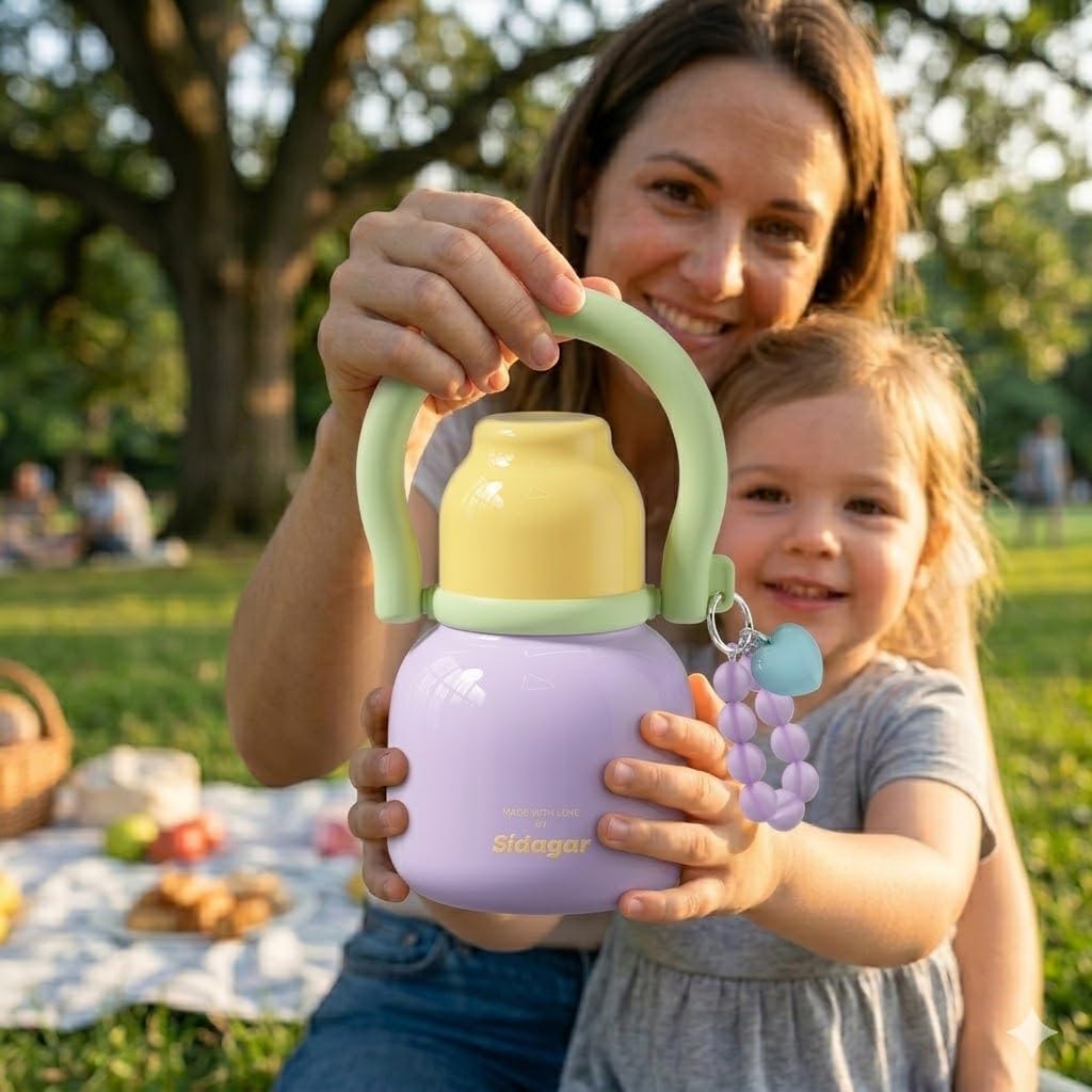 22 oz Water Bottle with Straw and Bowl, Unique Insulated Stainless Steel Tumbler, Spill-proof Reusable BPA-Free Cup, Pilates Wellness Study Travel, with Bonus Strap - Chocolate Black