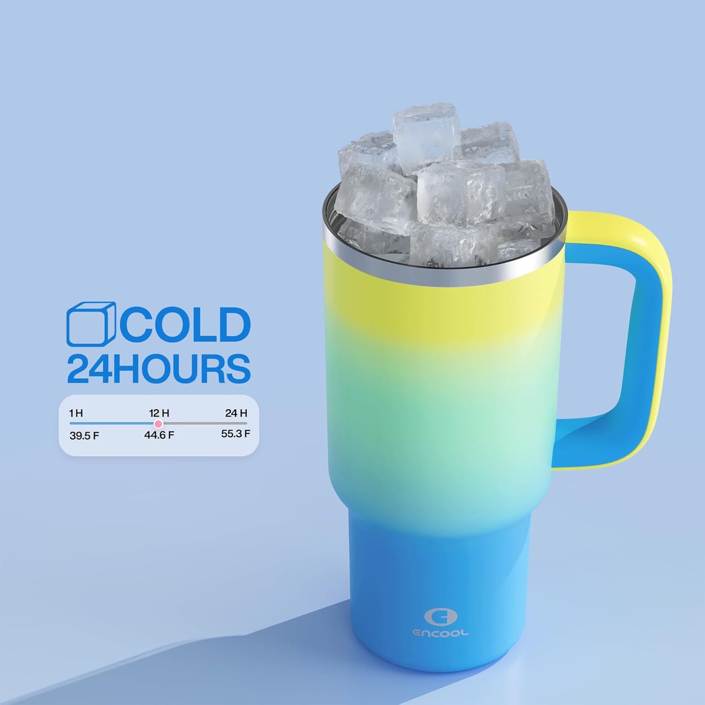 40 oz Tumbler with Handle and Straw: Stainless Steel Insulated Tumbler Keeps Cold for 24 Hours, Leakproof Travel Cup Fits in Cup Holder and BPA-Free, Cotton Candy