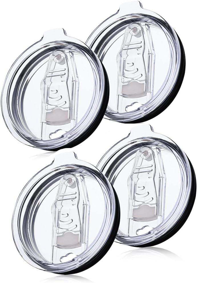 LEIOH 4 Pack 20 oz Tumbler Lid, Replacement Lids Compatible for YETI 20 oz Tumbler,Travel Mug,Spill Proof Splash Resistant Silicone Sliding Covers,Straw Friendly, BPA Free
