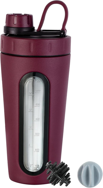 TOOFEEL Shaker Bottles for Protein Mixes 28 oz Stainless Steel Protein Shaker with 2 Mixing Ball, Not Stays Cold/Hot, Visible Window Metal Shaker Cups, Leakproof, BPA Free Bottle Shaker