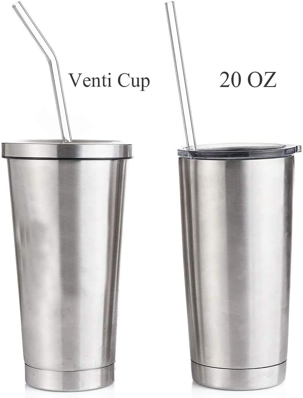ALINK 8-Pack 7mm Slim Glass Straws, Reusable Clear Skinny Drinking Straws for 20 oz 30 oz RTIC/YETI Tumblers, Tervis, Mason Jars with 2 Cleaning Brush