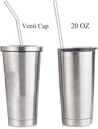ALINK 8-Pack 7mm Slim Glass Straws, Reusable Clear Skinny Drinking Straws for 20 oz 30 oz RTIC/YETI Tumblers, Tervis, Mason Jars with 2 Cleaning Brush