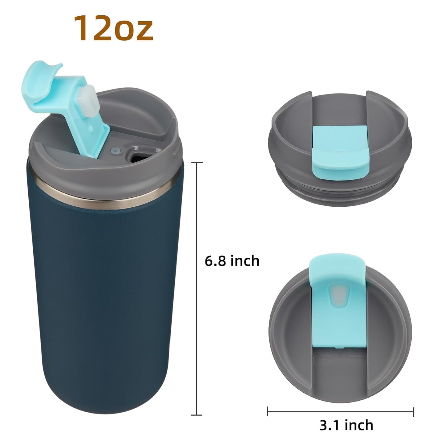 Konokyo Tumbler with Lid, 16 oz Travel Coffee Mug Double Wall Vacuum Stainless Steel Thermal Metal Cup Insulated Water Bottle,Navy Blue