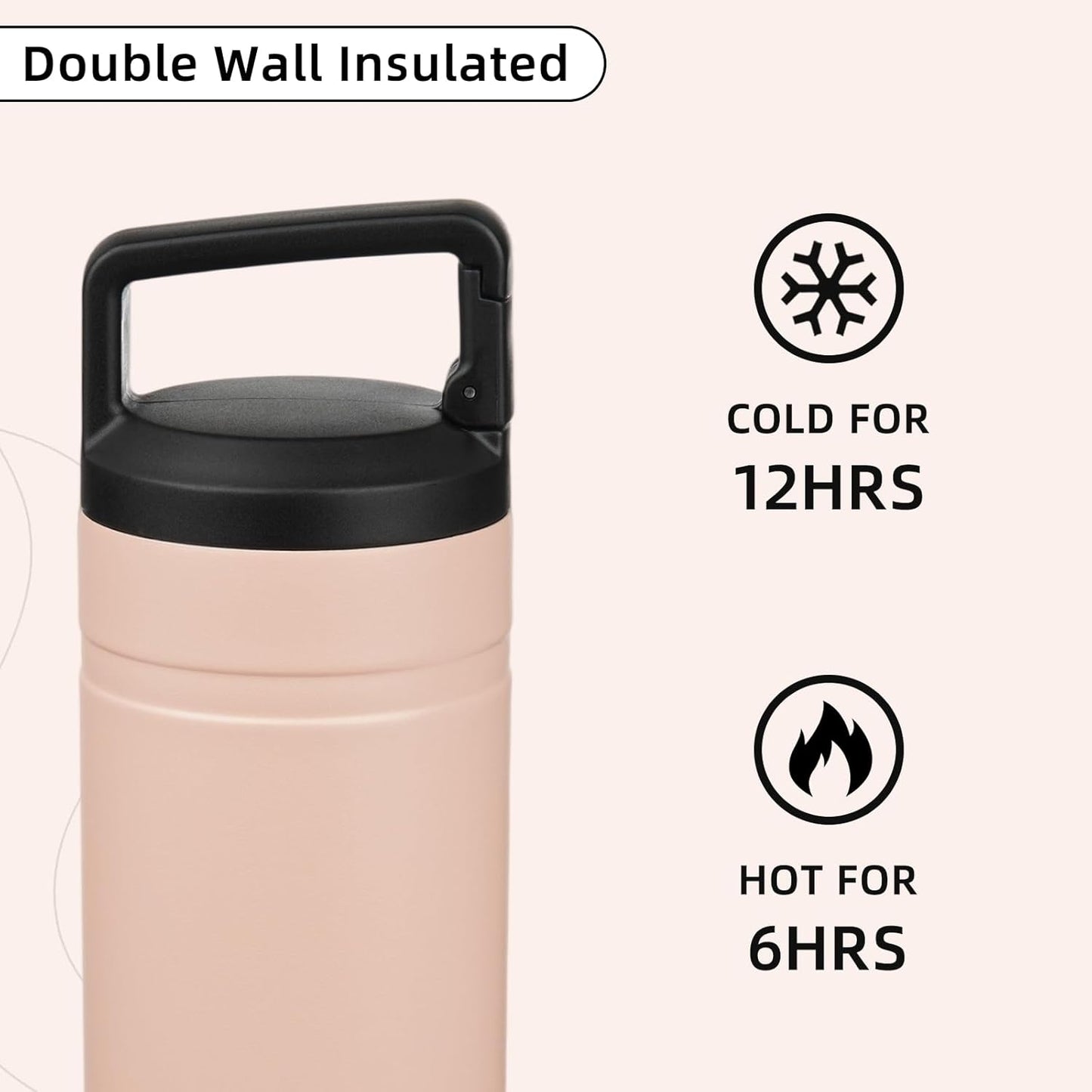 BJPKPK Insulated Water Bottle with 2 Lids,20 oz Double Wall Stainless Steel Vacuum Tumbler Travel Coffee Mug,Wide Mouth Thermal Cup,Haze Blue