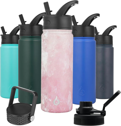 BJPKPK Insulated Water Bottles with Straw Lid, 40oz Stainless Steel Water Bottles with 3 Lids, BPA Free Leakproof Thermo, Tumblers, Cups for Sports, Gym- Midnight - Colors B