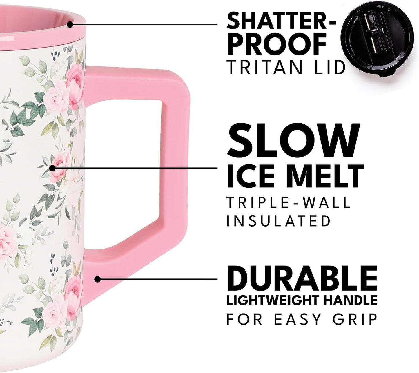 Elemental Insulated Coffee Mug - Triple-Wall Stainless Steel Summit Travel Cup for Hot and Cold Drinks - Thermal Coffee Mug with Lid and Handle for Camping, Office & Travel 16oz - Rainbow Speckle