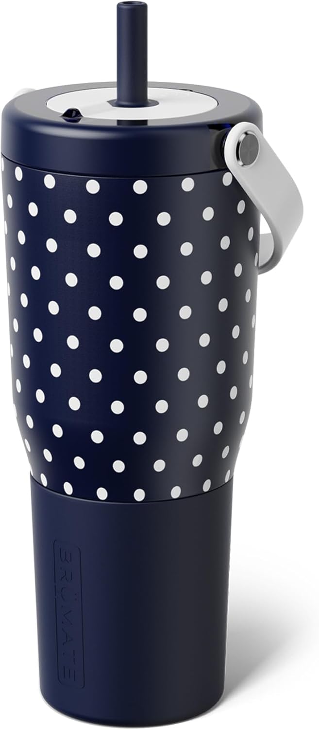 BrüMate Resa 35oz 100% Leakproof Tumbler w/Handle & Straw | Flexible SoftSip Straw | Silicone Sleeve for Durability | Stainless Steel | Cup Holder & Travel Friendly Water Bottle (Java)