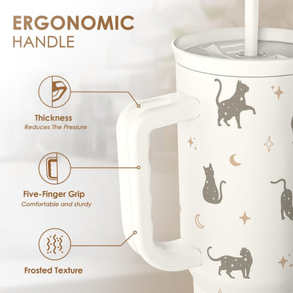 SANDJEST Pickleball 40oz Tumbler With Handle and Straw, Pickleball Queen Insulated Stainless Steel Travel Coffee Mug for Women Girls Players, Gift Idea for Birthday Christmas Mothers Day