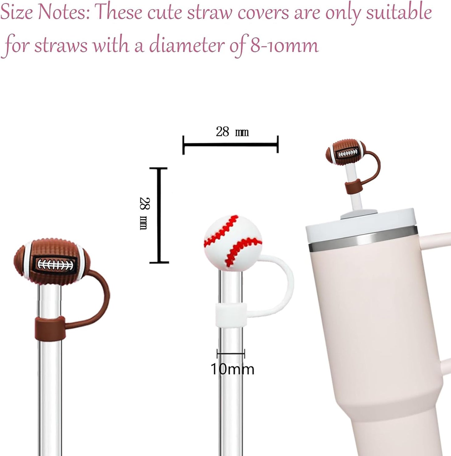 LDKEDKF 11Pcs Straw Cover for Stanley Cup, Silicone Straw Topper for Stanley Cup 30&40oz with Tumblers, 10mm 0.4in Lid Accessories (Reusable)