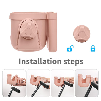 Suranew Universal Stroller Cup Holder, Adjustable Drink Holder with Phone Holder for Baby Stroller, Wheelchair, Walker, Bike, Scooter, Gifts for Family Member.