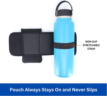 Gym Mate Magnetic Water Bottle Sleeve Pouch for Gym. Attaches Magnetically to Metal Surface so Your Bottle is Always Within Reach. Accessory Pockets for Cell Phones, Key, Cards, Headphones.