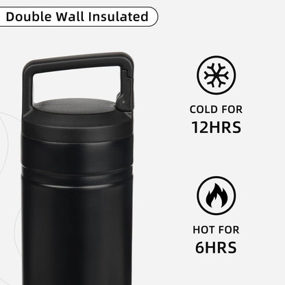 BJPKPK Insulated Water Bottle with 2 Lids,20 oz Double Wall Stainless Steel Vacuum Tumbler Travel Coffee Mug,Wide Mouth Thermal Cup,Haze Blue