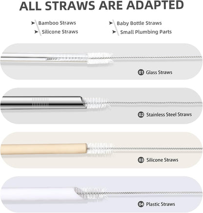 9-Piece Straw Cleaner Brush Kit - for Stanley Mug 40, 30, 20 oz, (3-Size) Extra Long Pipe Cleaners, Straw Cleaning Brush for Tumbler, Sippy Cup, Bottle and Tube