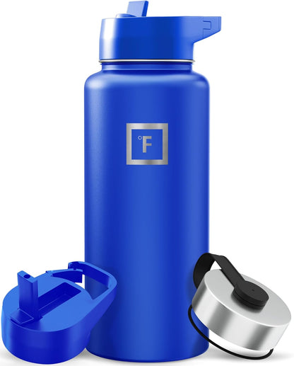 IRON °FLASK Camping & Hiking Hydration Flask with Straw, Wide Mouth Insulated Stainless Steel Sports Water Bottle - 22 oz Aurora