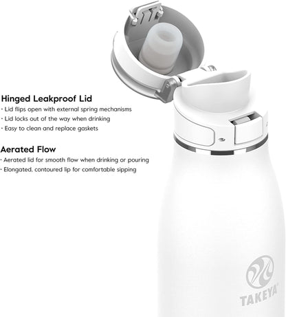 Takeya 17 oz Traveler Stainless Steel Insulated Travel Coffee Mug with Locking Leak Proof Lid, Premium Quality, BPA Free, Arctic