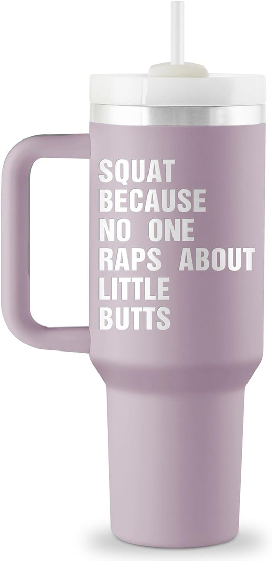 Motivational Fitness Gift for Gym Enthusiast - Workout Gifts for Women - Cool Gifts for Gym Rats - Crossfit Exercise Sports Lover Gift - 40oz Travel Cup Insulated Tumbler with Handle & Straw