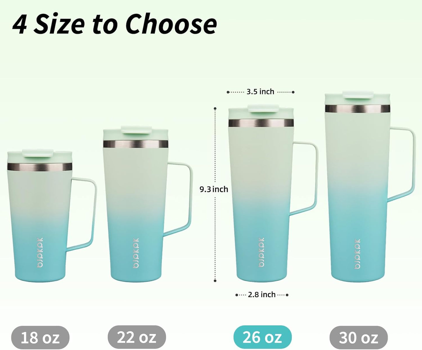 BJPKPK Insulated Tumbler with Handle, 18oz Insulated Tumblers with Lid and Straw, Stainless Steel Metal Water Bottles, Coffee Travel Mugs, Cups, Marshmallow