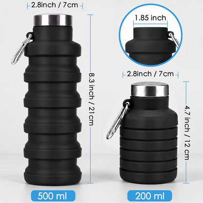 4 Pack Collapsible Water Bottles, 16oz Portable Reusable Silicone Water Bottle, Foldable Water Bottles for Travel Gym Camping Hiking, Leak Proof Sports Water Bottle with Carabiner (Bright Color)