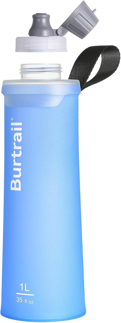 Ultralight Collapsible Water Bottle, Compatible with 42mm BeFree Water Filter Cartridge, 1.0L Leakproof Foldable Water Bottle for Camping, Backpacking, Travel & Endurance Sports