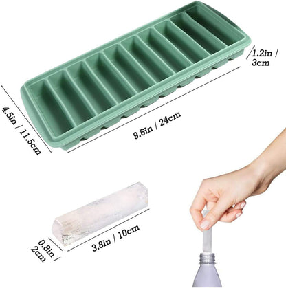 LessMo 3 PCS Ice Cube Tray, Long Ice Stick Tray Silicone with Lid, Rectangular Narrow Stick, Reusable, Flexible, Easy Release, for Small Mouth Sport Bottles, Juice Bottles, Cocktail Parties