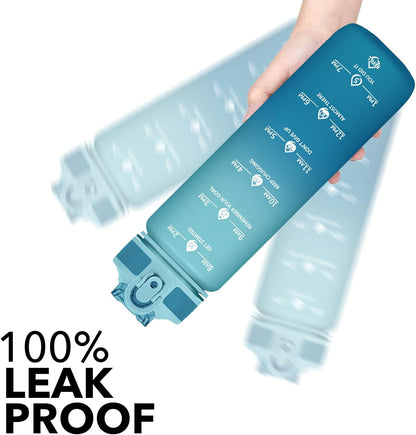 Hyeta 32oz Water Bottles with Straw - Stay Motivated and Hydrated with Convenient Times to Drink Markings, Durable, Leak-proof