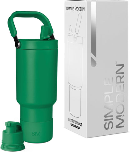 Simple Modern Trek Pivot | 40oz Flip Straw Tumbler with Handle | Water Bottle & Boot | Interchangeable Straw & Chug Lids | Insulated Stainless Steel Jug | Gym Sports Outdoors | Forest - Colors A