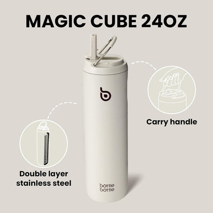 BOTTLE BOTTLE Insulated Water Bottle 24oz with Straw Lid and Handle for Sports Travel Gym Stainless Steel Water Bottles Double-Wall Vacuum Metal Leak Proof BPA-Free