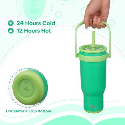 Konokyo 30 oz Tumbler with Side Handle, Insulated Water Bottle with Straw and 2 in 1 Lid, Stainless Steel Cup Travel Coffee Mug for Sports Office Gym,Purple