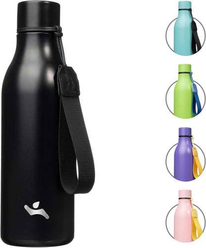Konokyo Insulated Water Bottle with Strap,18 oz Double Wall Stainless Steel Vacuum Bottles Metal Water Flask,Macaron Green - Colors B